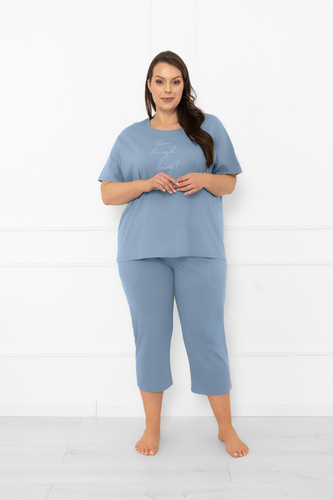 Dámské pyžamo Ksara - krátký rukáv, 3/4 kalhoty, bavlna Italian Fashion - ocelové