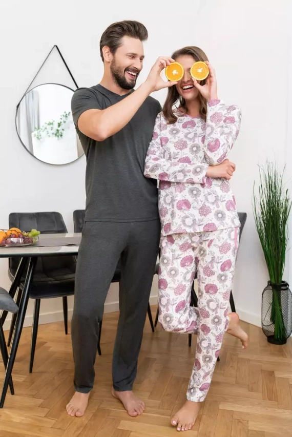 Dámské pyžamo s dlouhým rukávem, kalhoty Lobelia Italian Fashion -