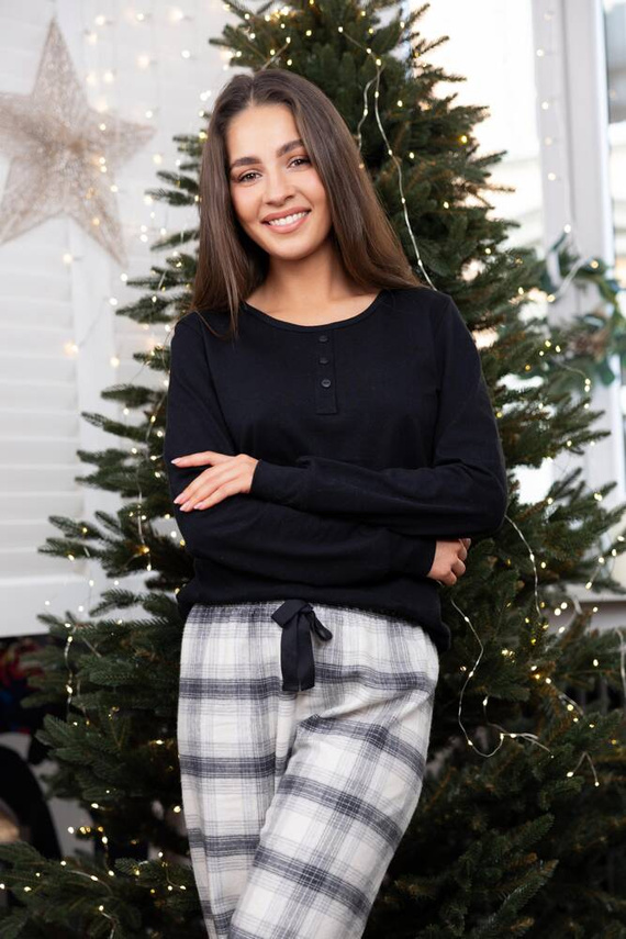 Blanche Dámské flanelové pyžamo Sensis - černé