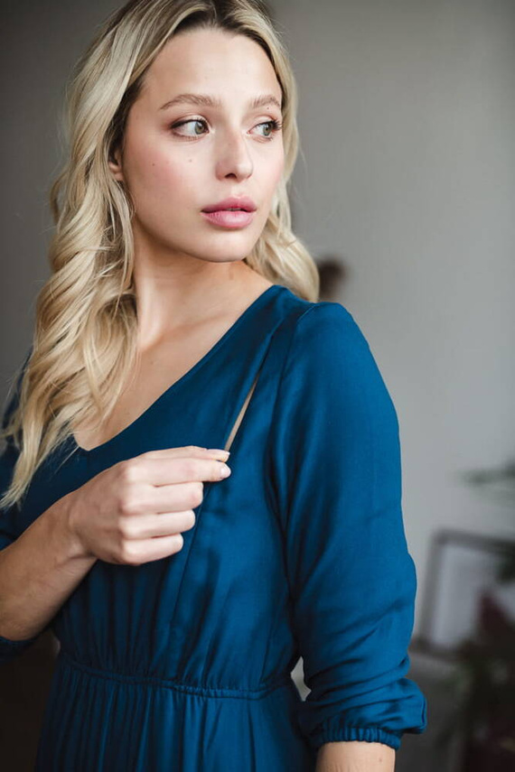 Lovely Dress Midi rękaw 3/4 sukienka ciążowa i do karmienia Milk&Love poseidon