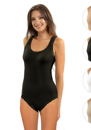 Dámské tílko Sesto Senso 6109 krajka bezešvé elastické pohodlné black