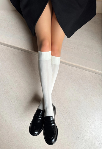 Dívčí ponožky Laura Veneziana - mikrovlákno, široké pruhy, netlačící pásek