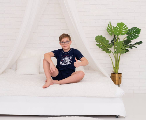 Chlapecké pyžamo Gibson s krátkým rukávem, kalhoty Italian Fashion - tmavě modré