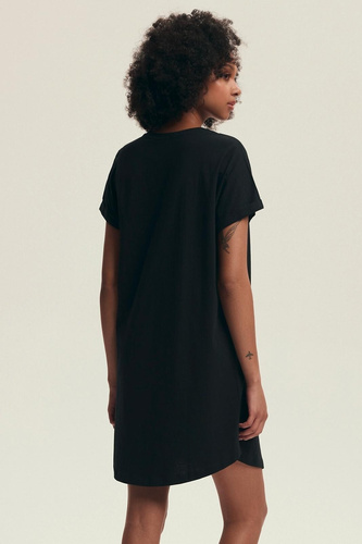 Noční košile 43729 Dairoku Henderson černá- bavlna, krátký rukáv, pohodlný střih