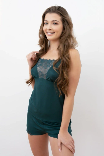 Intrigue Dámské pyžamo s úzkými pásky, krátké šortky Italian Fashion- zelona