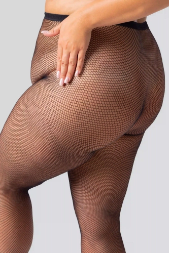 Rete Cabaret punčocháče Queen Size - černé, malá síťovina, elegantní a pohodlné