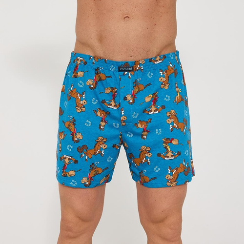 Pánské boxerky Cornette Classic 011/191 Horses– volné bavlněné boxerky s knoflíkem