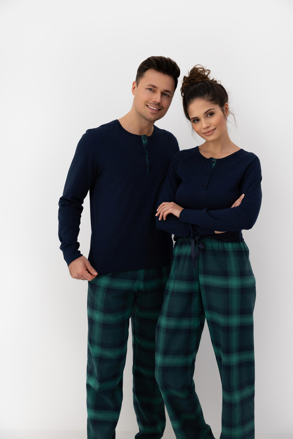 Dámské pyžamo Cassandra Sensis - bavlněné, dlouhé, kostkované