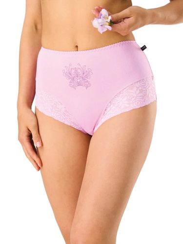 Dámské kalhotky LPF 585 růžovo-fialové maxi bikini, bavlna 95%, elastan, krajka
