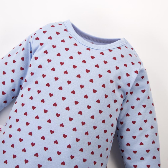 Dětské body Love Eevi modré se srdíčky 100% bavlna, celopropínací
