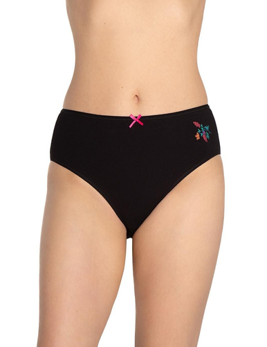 Dámské kalhotky L-120BI-94 Lama černo-červeno-bavlněné, 3 balení, pohodlné a klasické