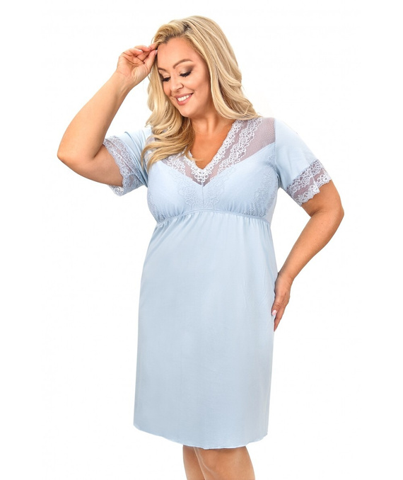 Dámská noční košilka Linda Donna s krajkou | viskóza | výstřih V