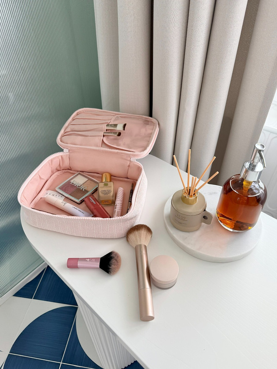 Kosmetická taštička Large Sensis – Elegantní, Místo na Štětce, S Rybím Materiálem a Zipem