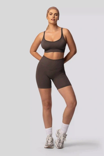 Spaio PUSH-UP PRO modelující bezešvé šortky fitness vysoký pas chocolate