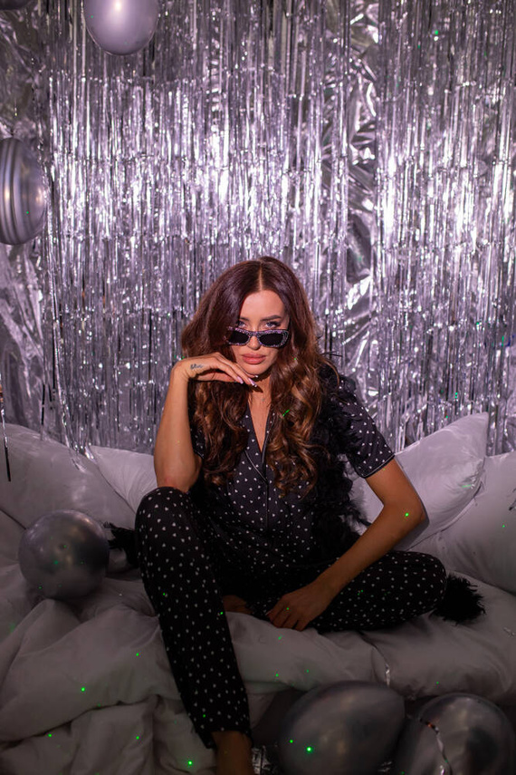 Ria Dámské pyžamo s krátkým rukávem a dlouhými kalhotami Italian Fashion - potisk