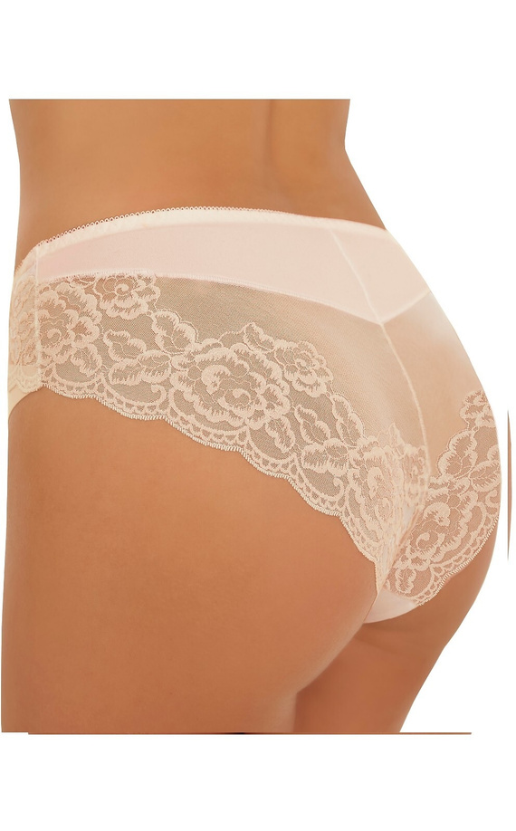 Dámské kalhotky Inga Emili béžové z mikrofibry laser cut s vyšívanou síťkou