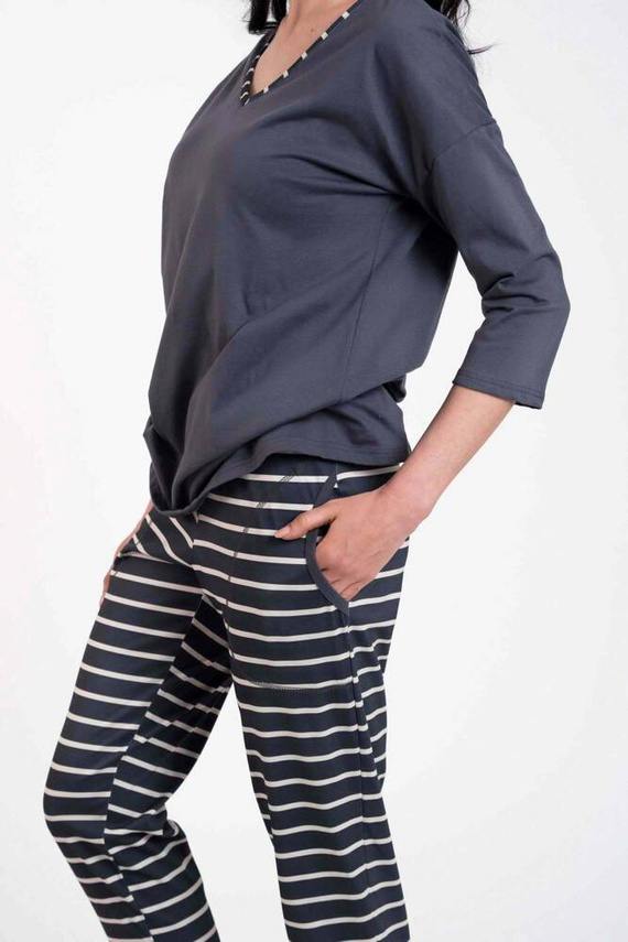 Betty Dámské pyžamo 3/4 rukáv, dlouhé kalhoty Italian Fashion - grafitový/grafitový potisk