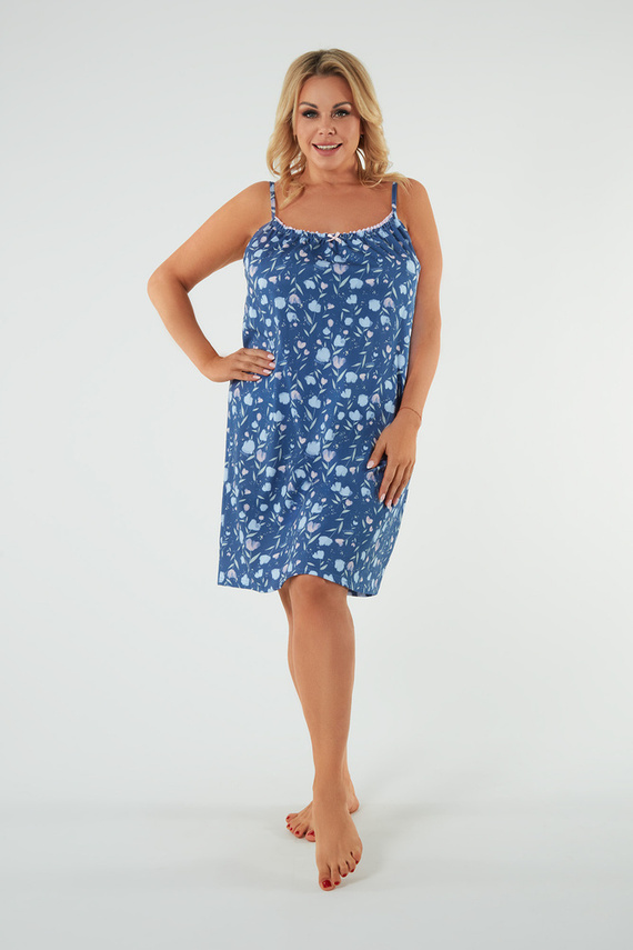 Noční košile Tulipán, úzká ramínka Italská móda - potisk