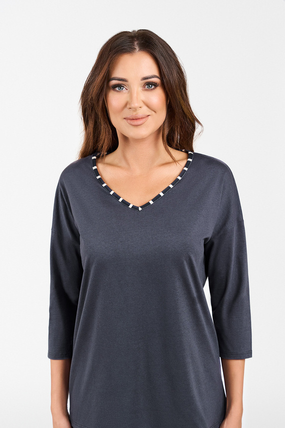 Betty Dámské pyžamo 3/4 rukáv, dlouhé kalhoty Italian Fashion - grafitový/grafitový potisk