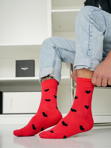 Pánské ponožky Milena 0125-135 Hearts - bavlněné, valentýnské, ideální jako dárek