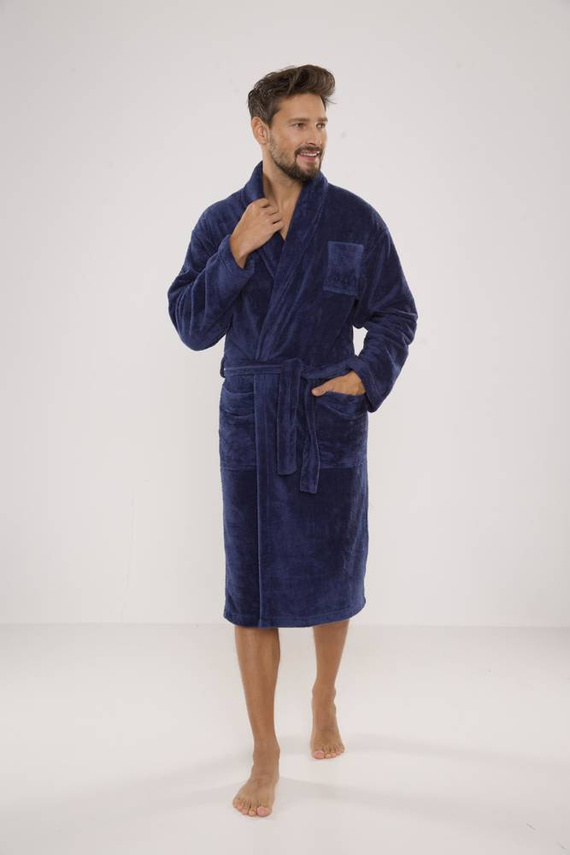 811 De Lafense pánský plyšový župan - džínový