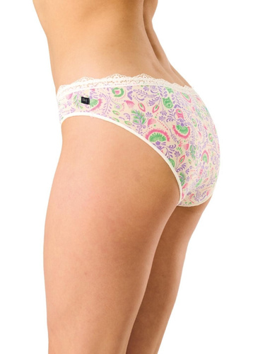 LPR 460 Key bílo-růžové bikiny - Vzorovaná viskóza, mini bikiny, elastická krajka, 2 kusy