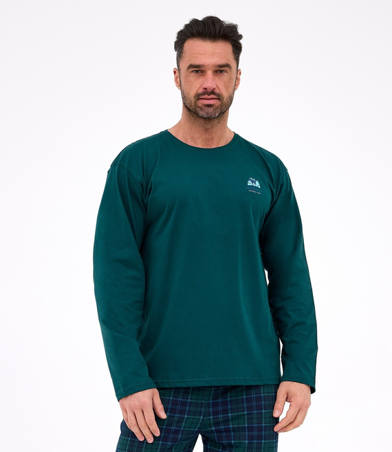 Pánské pyžamo 124/307 Denali 3 Cornette zelené - bavlna, dlouhý rukáv