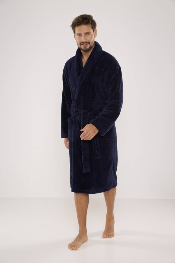 811 De Lafense pánský plyšový župan - tmavě modrý