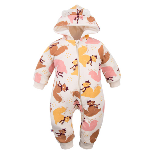 Dětská tepláková souprava Fluffy Tails Eevi - ecru, s kapucí a podzimním potiskem