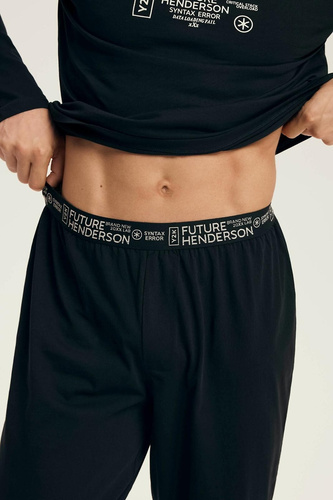 Henderson Core 43469 Loger pánské pyžamo černé - bavlna, dlouhý rukáv, elegantní balení