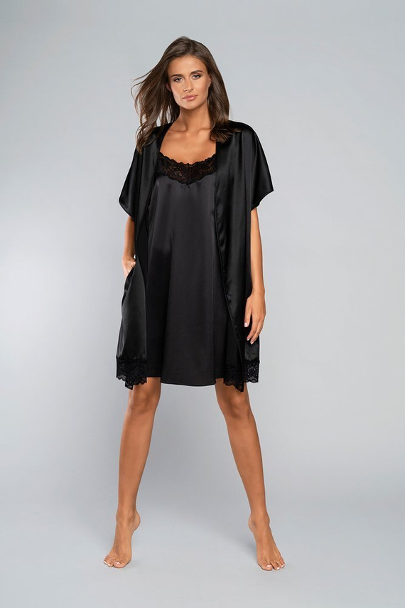 Touch Župan s krátkým rukávem Italian Fashion - černý