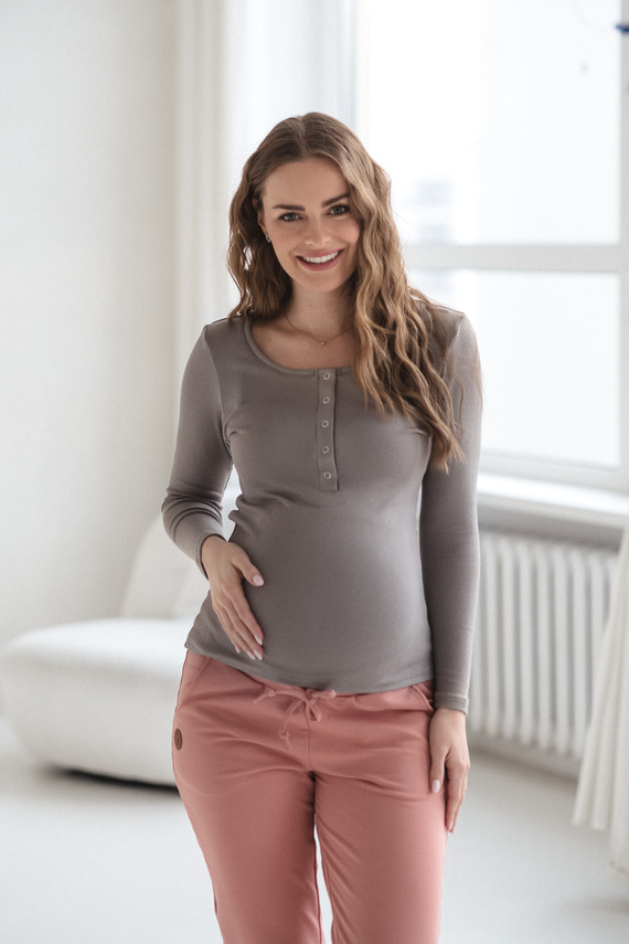 Tummy Milk&Love těhotenská a kojicí halenka viskóza gray