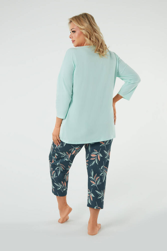 Julietta Dámské pyžamo 3/4 rukávy, 7/8 kalhoty Italská móda - pistácie/potisk