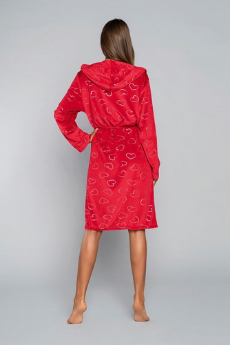 Elixir Dámský župan s kapsami Italian Fashion - červený/potisk