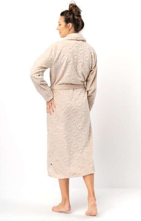 LG: dámský župan Klíč - béžový, měkký, šálový límec