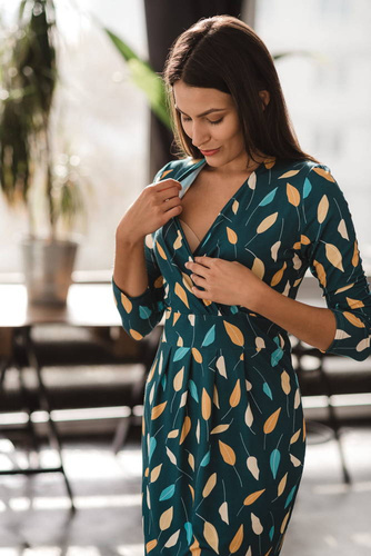 Grow with me sukienka ciążowa i do karmienia Milk&Love turkus w listki