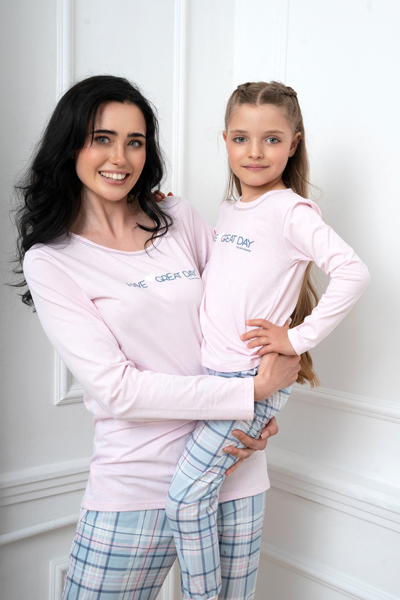 Glamour Dámské pyžamo s dlouhým rukávem a dlouhými kalhotami Italian Fashion - růžová/potisk