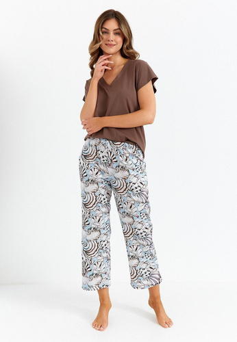 485 Cana dámské pyžamo čokoládové - bavlna, dvoudílné, elegantní