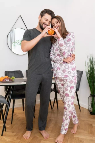 Dámské pyžamo s dlouhým rukávem, kalhoty Lobelia Italian Fashion -