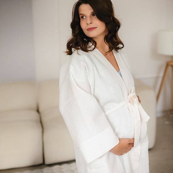 Szlafrok bawełniany wafel Eevi- ecru