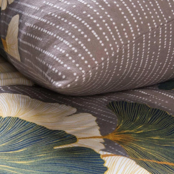 31510/2 Flanelové povlečení Darymex béžové zelené listy ginkgo - sada, 100% bavlna, hřejivé a měkké