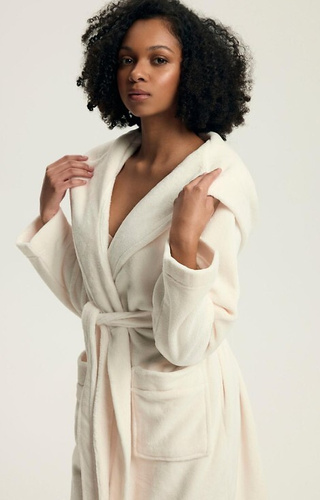 43599 Darlan Dámský župan s kapucí Henderson cream - měkký, lehký, pod kolena