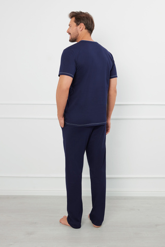 Salomon Pánské pyžamo s krátkým rukávem a dlouhými kalhotami Italian Fashion - tmavě modrá/modrá