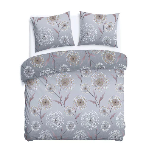 31513/2 Flanelové povlečení Darymex šedá pampeliška - sada, 100% bavlna, hřejivé a měkké