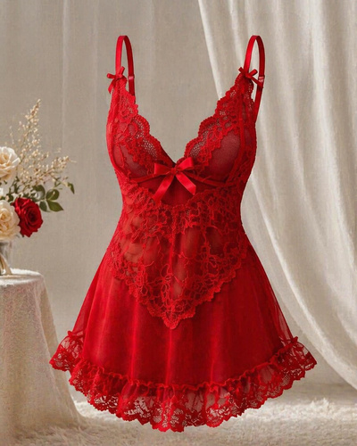 Noční košilka Nuit Red LivCo tyl krajka dámská elegantní