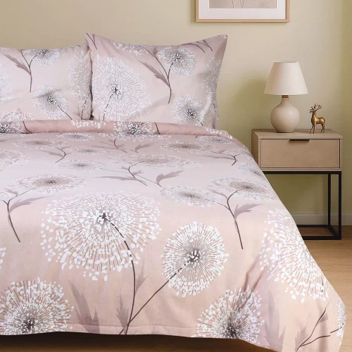 31513/1 Flanelové povlečení Darymex béžové pampelišky - sada, 100% bavlna, hřejivé a měkké