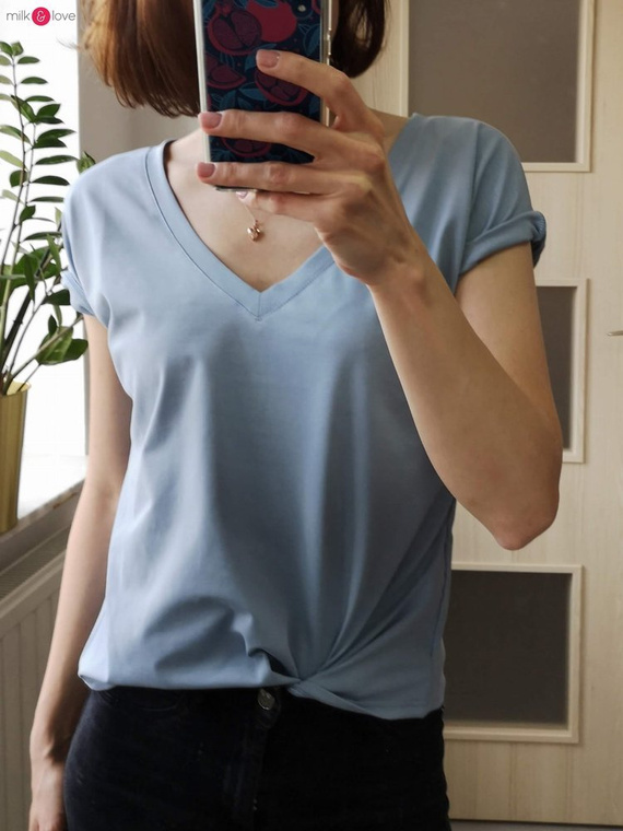 Two Ways bluzka ciążowa i do karmienia dwustronna krótki rękaw  Milk&Love błękitny