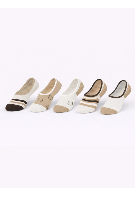 Dámské balerínové ponožky Noviti ST092 – bavlněné stopky se silikonem ecru D