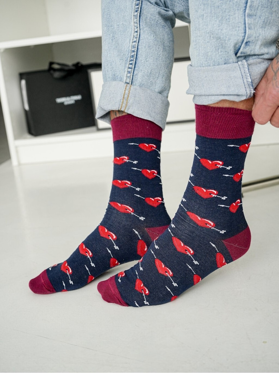 Pánské ponožky Milena 0125-136 Hearts and Arrows - bavlněné, valentýnské, ideální jako dárek