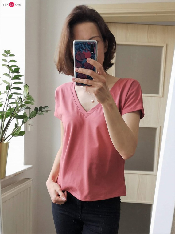 Two Ways bluzka ciążowa i do karmienia dwustronna krótki rękaw Milk&Love dusty cedar